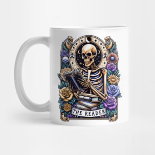 "The Reader" Skeleton Reading Tarot Card Mug